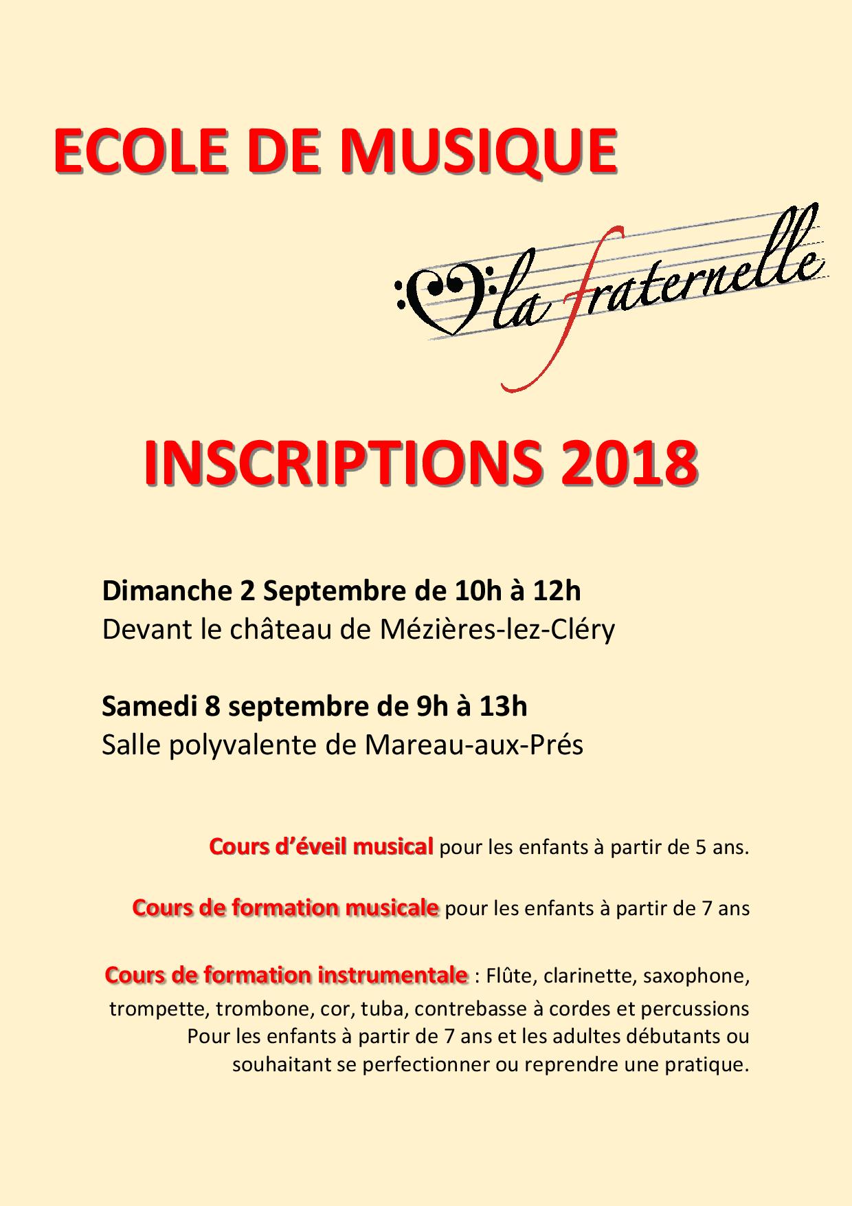 Inscriptions 2018 2019